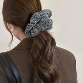 法式 黑银色满天星闪钻大肠发圈女高级感头圈发绳气质扎头绳橡皮筋