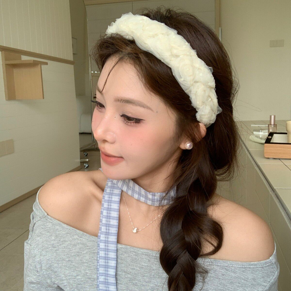 韩国网红宽边蕾丝花朵发箍甜美公主外出高颅顶头箍刘海压发卡