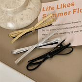 皮质蝴蝶结发夹女简约ins黑色甜酷侧边夹刘海夹发卡边夹发饰头饰