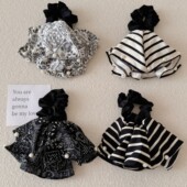 韩国复古黑白腰果花条纹布艺头圈高级感头花大肠发圈低马尾头绳女