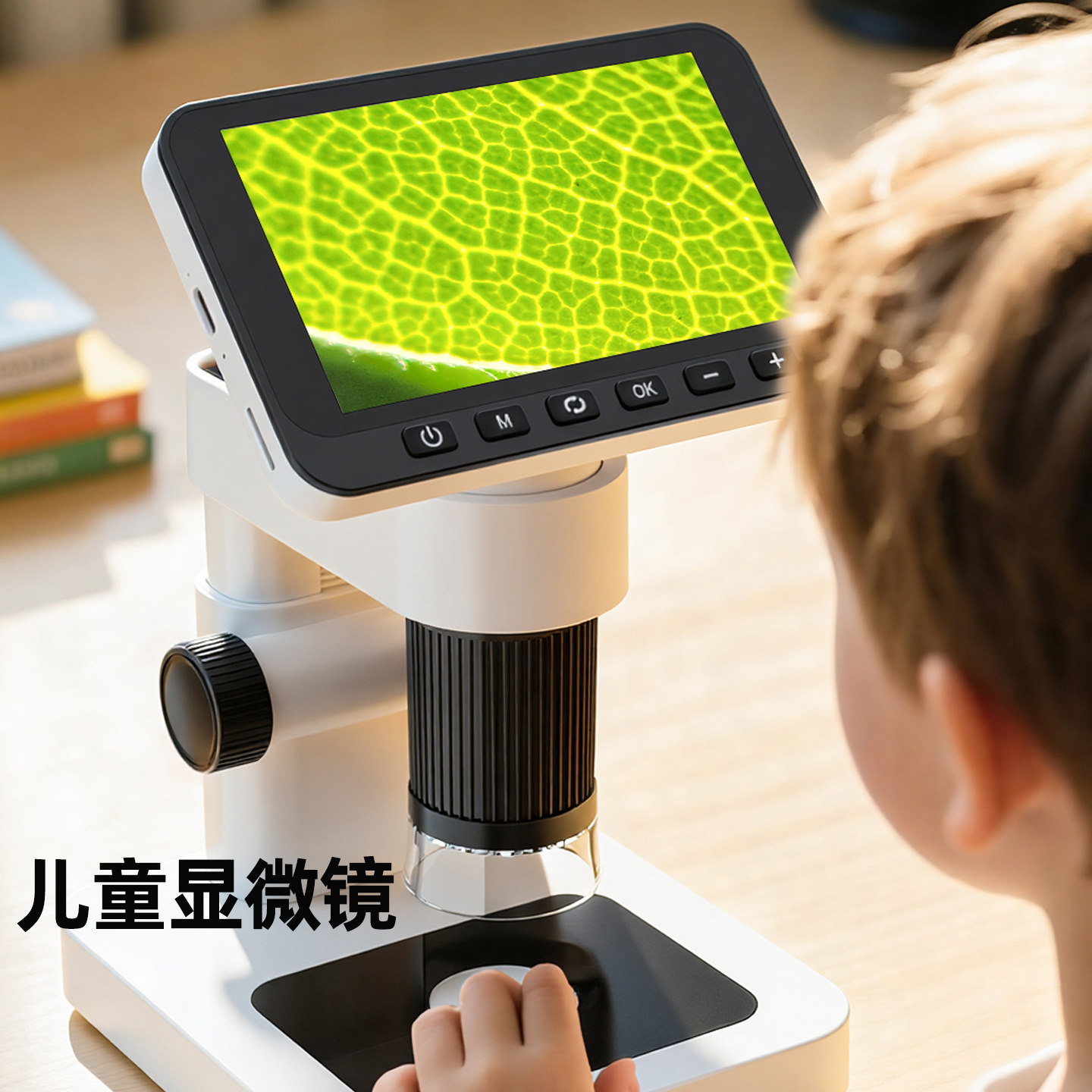 4.5寸儿童显微镜高清大屏数码便携式电子显微镜看切片标本动植物用中小学生幼儿园科学实验拓展电子放大镜