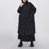 隐觅 棉衣棉服外套 轻薄舒适菱形格保暖薄棉宽松防风长款 冬季 新品