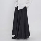 隐觅 山本风暗黑系yohji双层大裙摆棉麻质感小众百搭半身裙A字裙