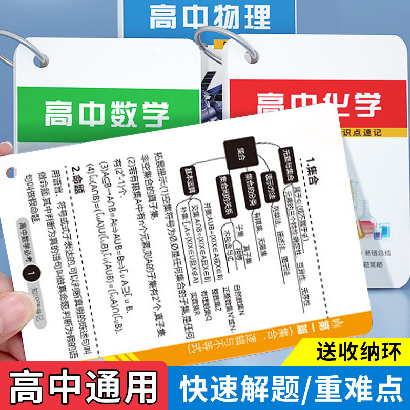 高中化学物理数学方程式重点知识总结卡片大全公式定律速记手卡