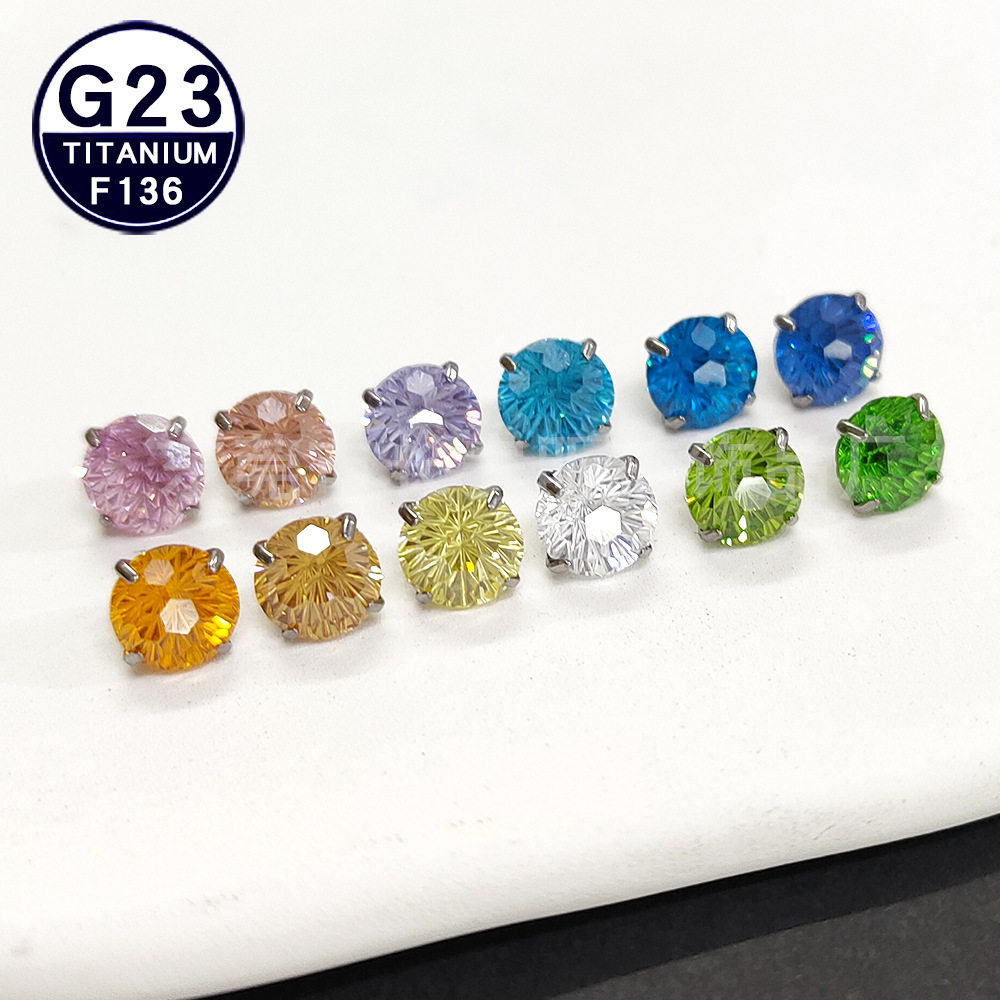 F136钛合金耳钉四爪锆石耳钉烟花钻头爪镶菊花切锆石内螺纹头,饰品/流行首饰/时尚饰品新,耳钉,淘宝优惠券,粉丝福利购,淘宝优惠卷