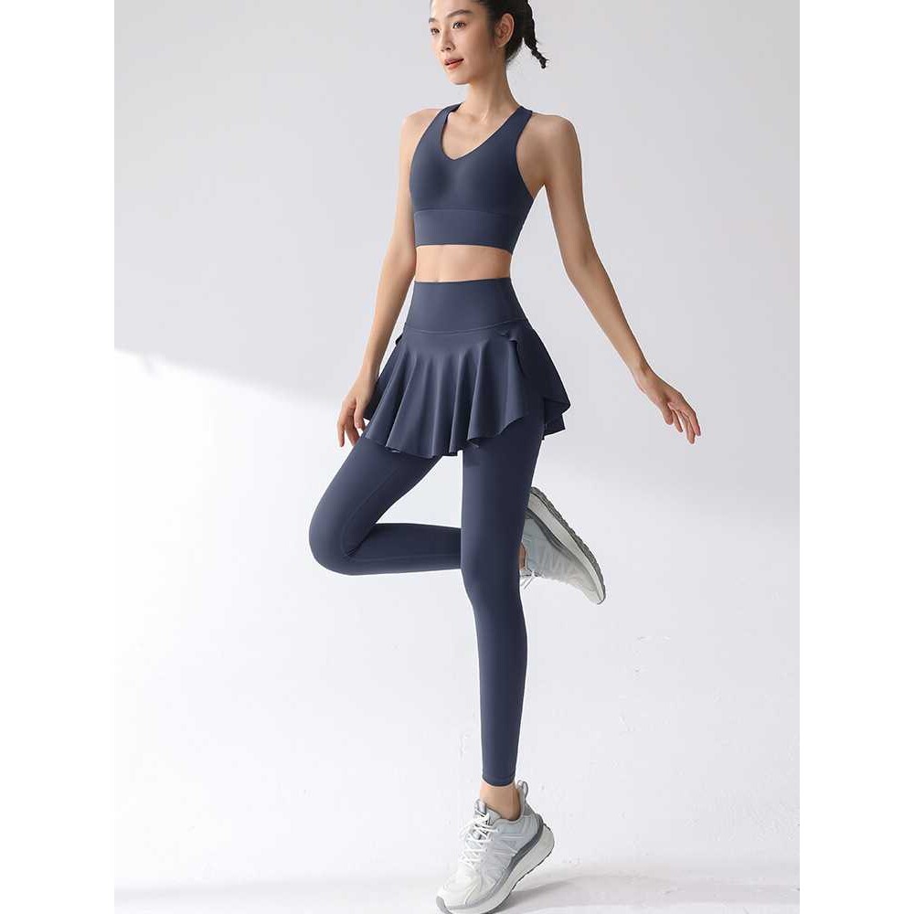 瑜伽服套装女健身裤跑步防震运动内衣瑜伽裙裤普拉提训练速干女
