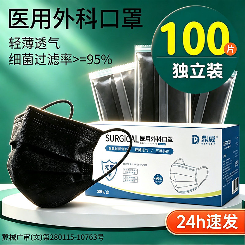 鼎威黑色口罩夏季透气舒适图片