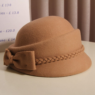 秋冬季羊毛呢马术帽女英伦复古小沿骑士帽时尚洋气鸭舌帽羊毛礼帽