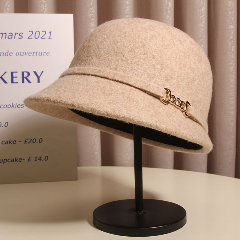 赫本风羊毛渔夫帽女秋冬马术帽