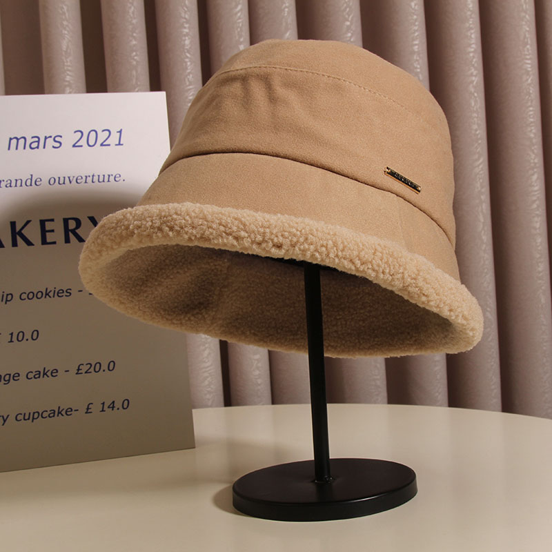 羊羔毛渔夫帽韩版素颜遮脸水桶帽