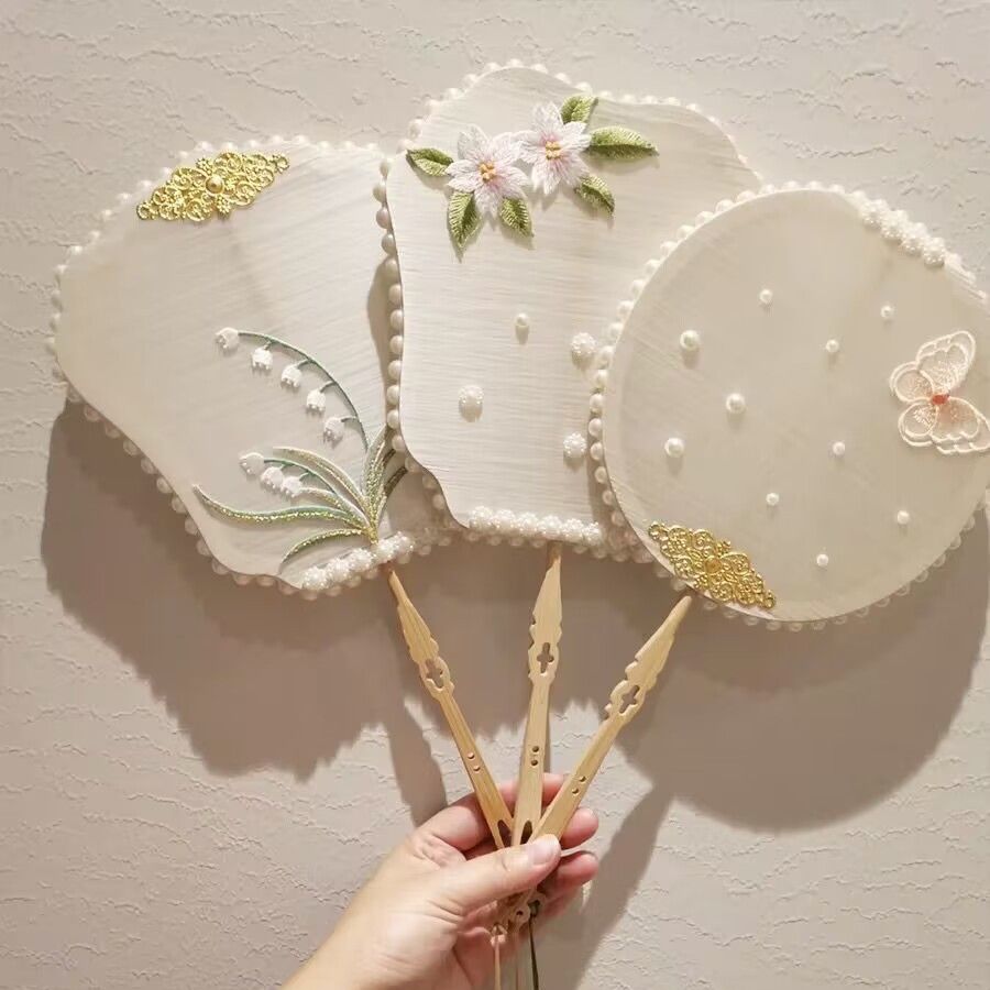蚕丝扇古风手工DIY自制汉图片