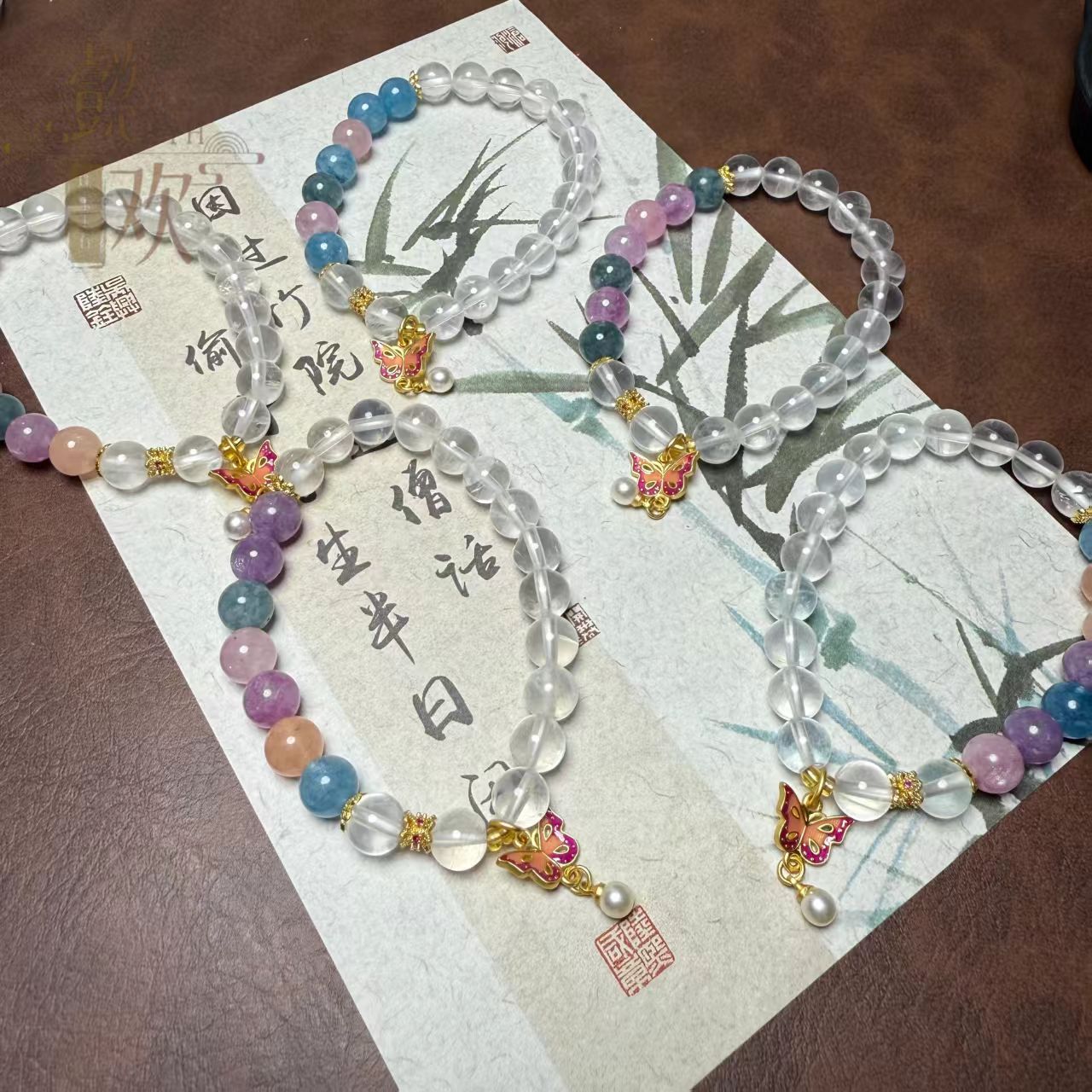 天然DIY搭配白水晶手链透净体水晶圆珠单圈冰透手串女生饰品