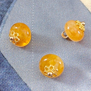 10mm新中式国风玉石黄茶色纽扣旗袍马甲衬衫宋锦辅料高端定制扣