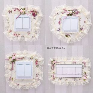 开关边框套2028新款蕾丝布艺开关贴开关套插座贴套防尘罩墙壁贴开