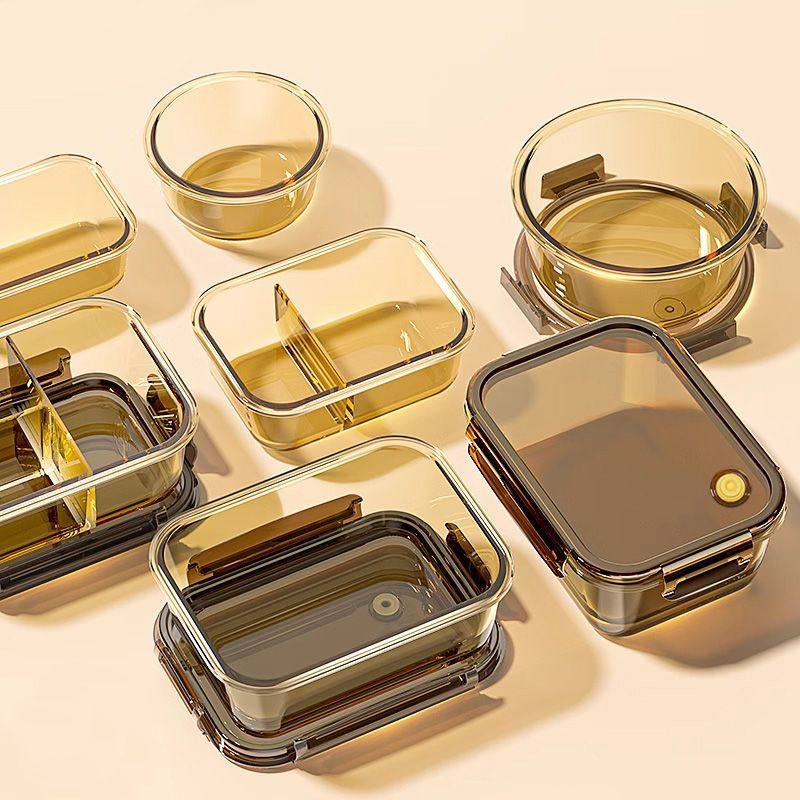 食品级玻璃碗带盖的耐高温高硼硅玻璃饭盒微波炉加热专用上班族带