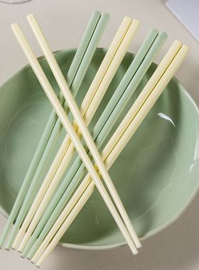 一人一个专用筷子新款奶黄色陶瓷筷子易清防霉家用高颜值筷子防滑