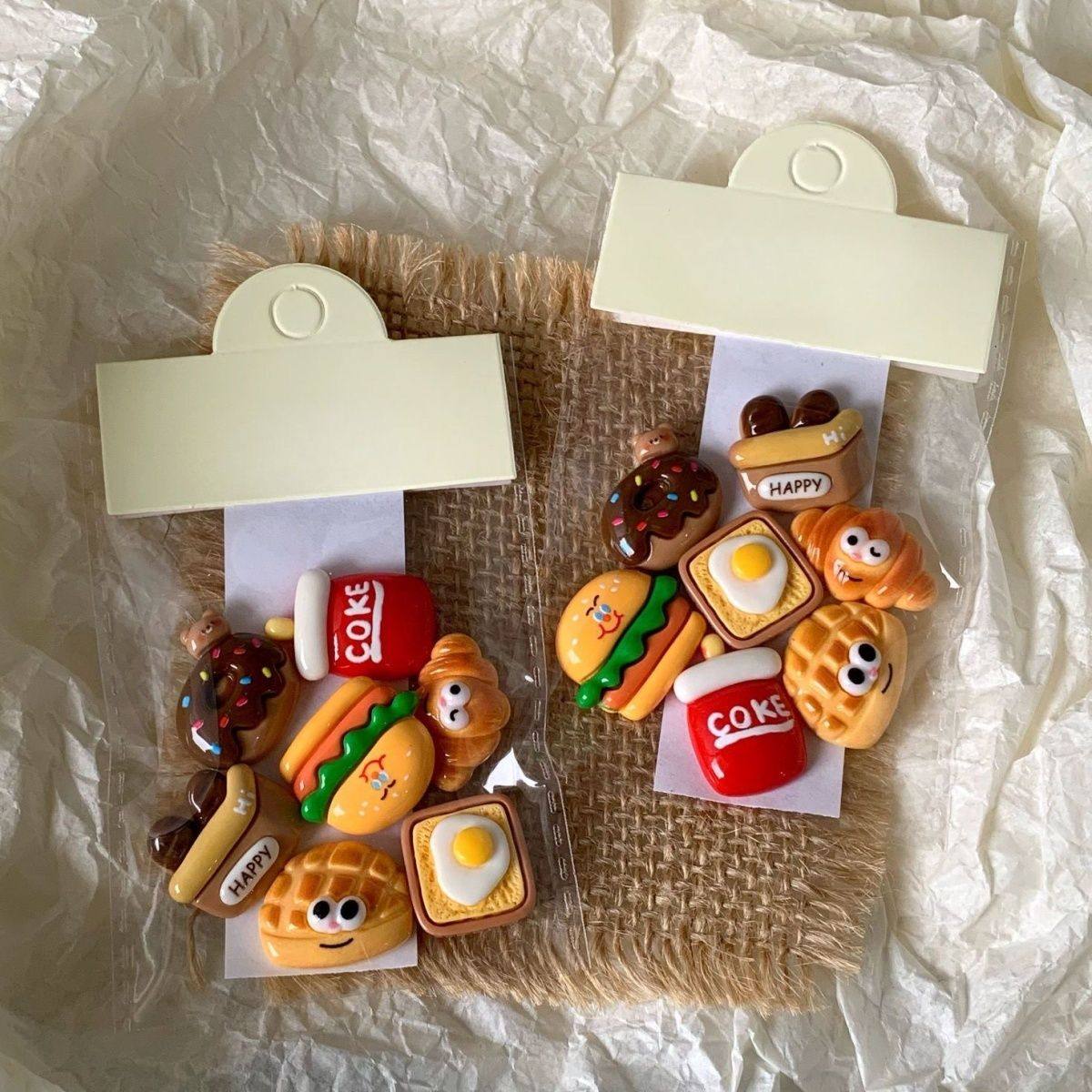 冰箱贴diy配件表情披萨汉堡薯条食玩立体装饰diy无痕手机贴冰箱贴