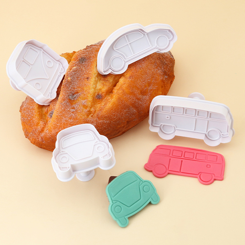 4pcs热销交通工具汽车卡通糖霜仿真饼干模具diy3d立体按压式工具
