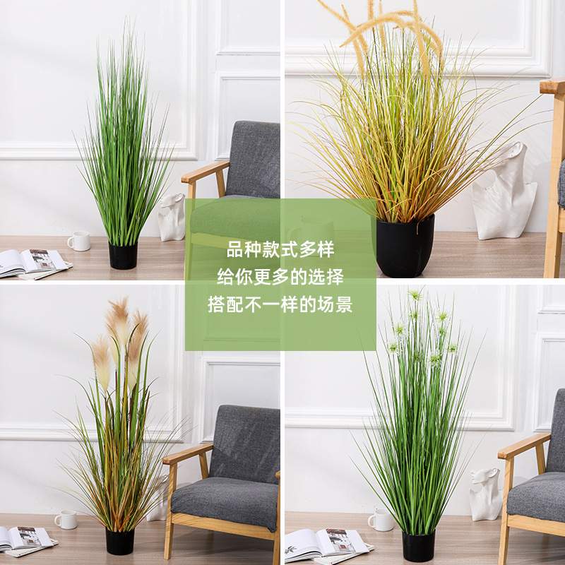 北欧仿真植物芦苇草绿盆栽 客厅装饰摆件狗尾草植物假草盆景芦苇