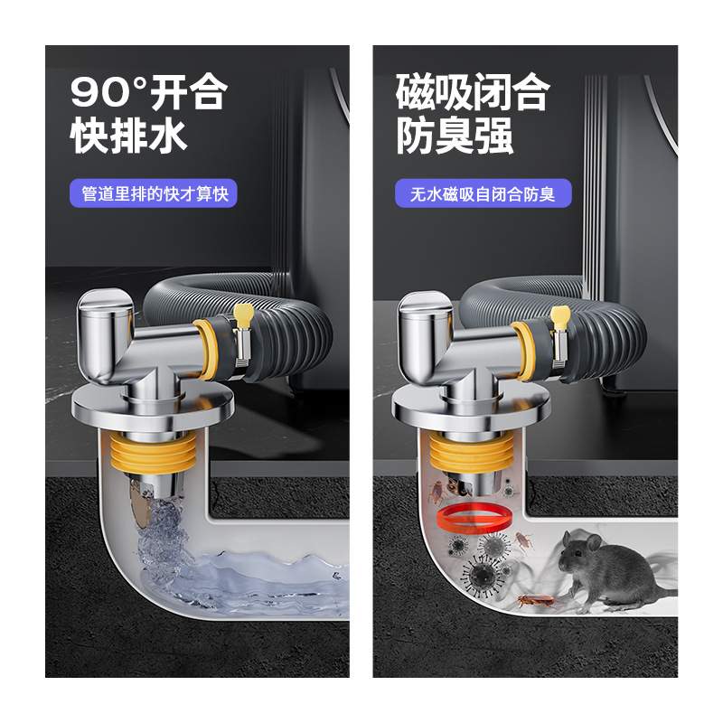 洗衣机排下水管道地漏专用接头防臭防溢水洗脸盆专用密封三通接头