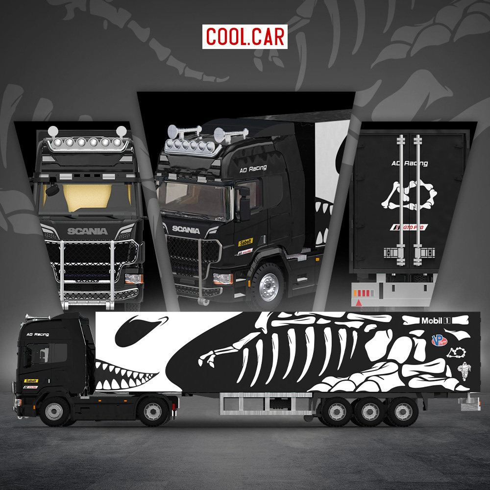 壹号站台|CC1:64 斯堪尼亚货柜车 化骨龙 仿真合金汽车模型