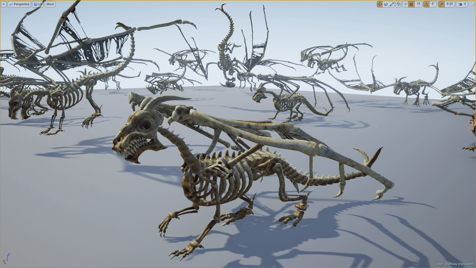 亡灵骨龙怪物生物反派游戏角色含动画 虚幻4 ue4 bones dragon