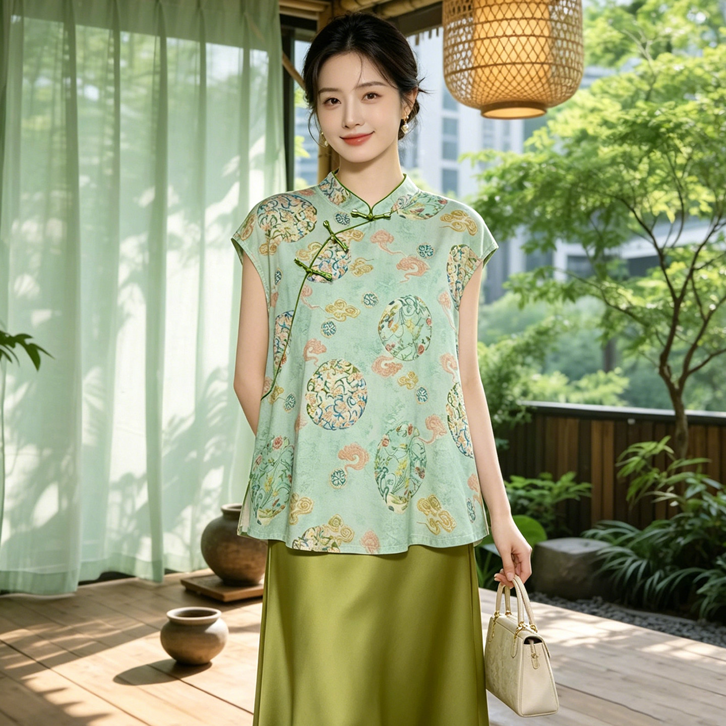 女士新中式上衣无袖国风衬衫2026新款时尚洋气宽松夏季女装小衫