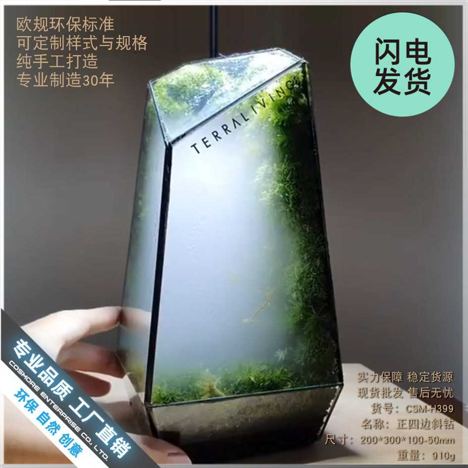 微景观玻璃罩 永生花摆件创意玻璃花瓶时尚透明玻璃花瓶厂家