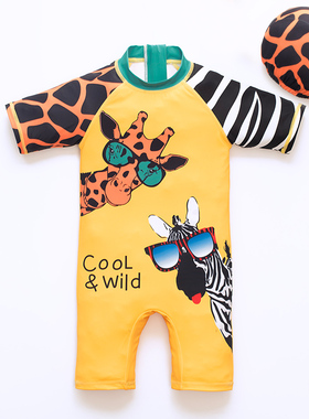 泳衣男童游泳衣小童连体防晒男孩宝宝速干2岁a类卡通2024新款泳装