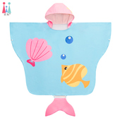 儿童斗篷浴巾游泳专用运动速干浴袍潜水斗篷快干吸水沙滩女童毛巾