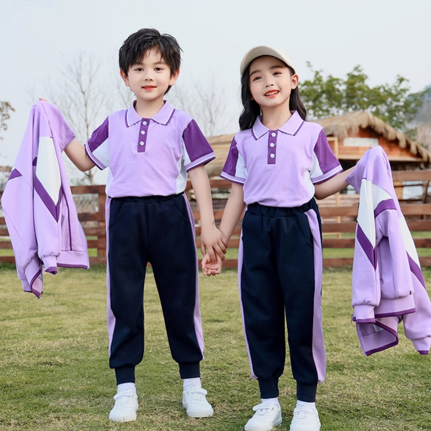 幼儿园班服背心英伦风POLO衫三件套运动套装运动会老师团体亲子装