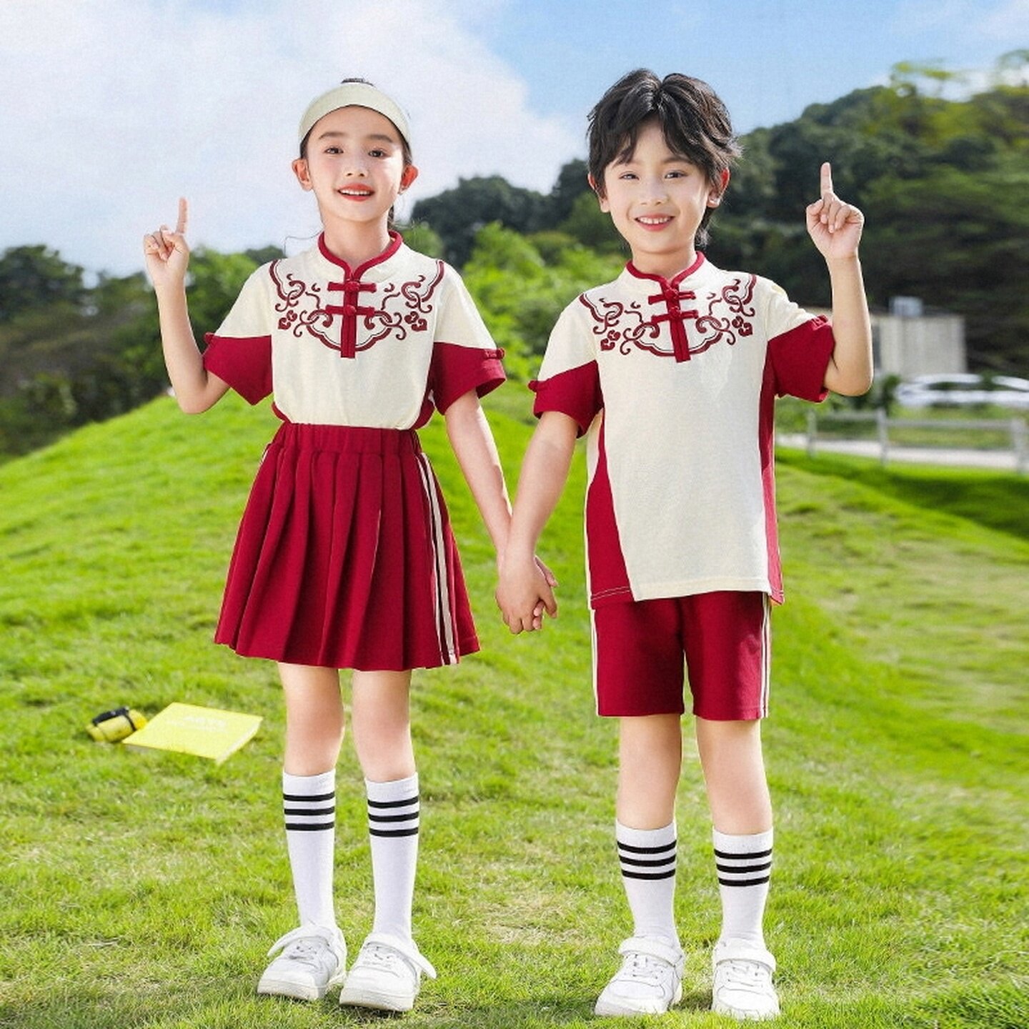 运动风校服定制裙裤幼儿园舞蹈服表演服短袖英伦风中小学生粉色