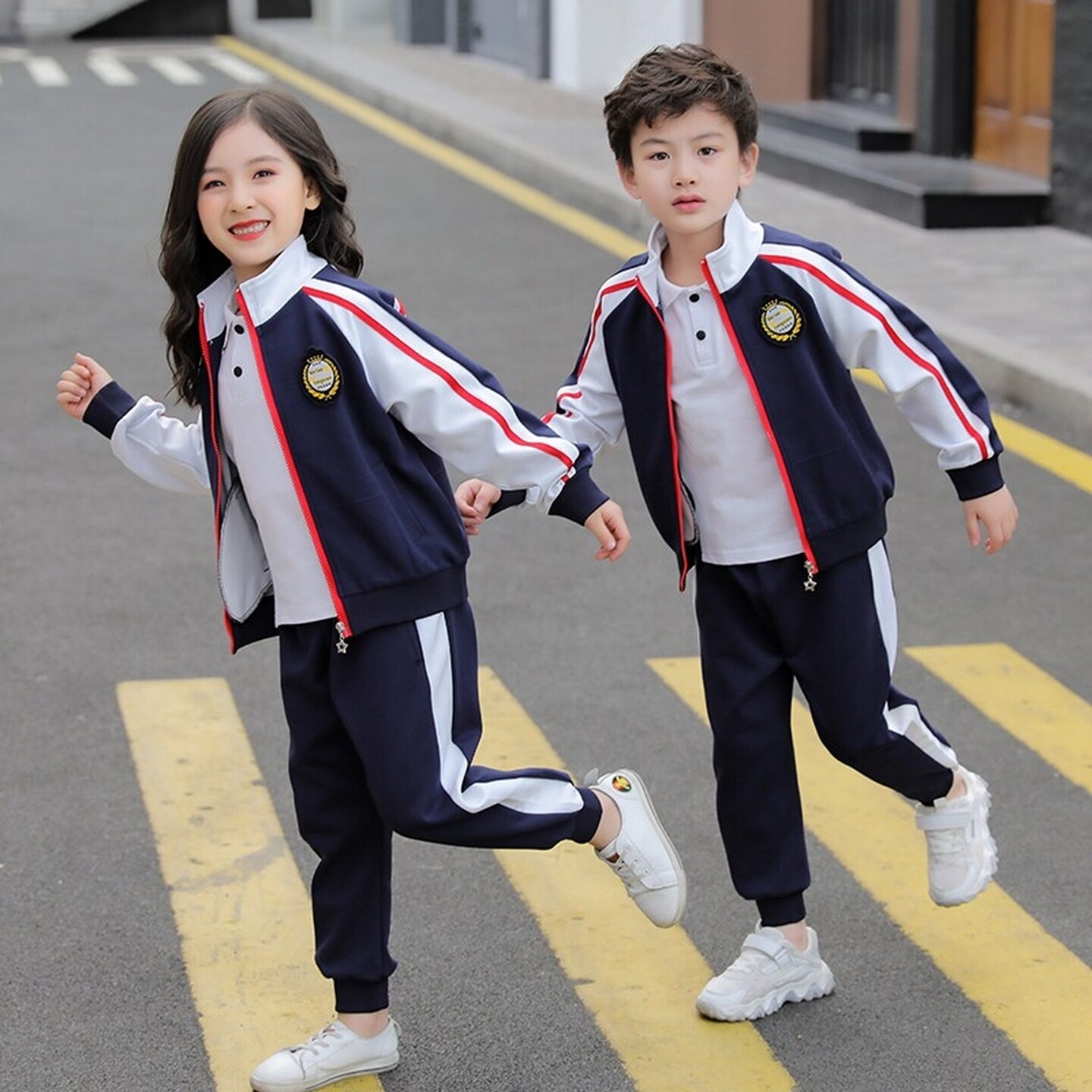 英伦风班服小学生校服学院风背心休闲长袖马甲运动服中小学生内搭