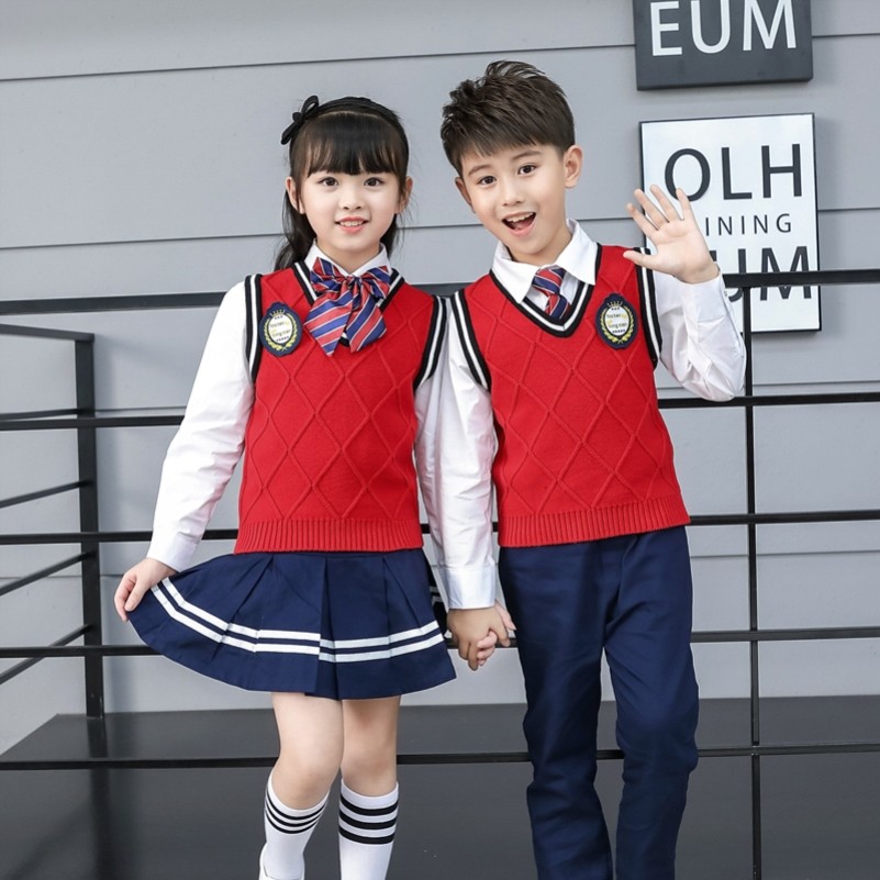 幼儿园园服儿童校服套装小学生英伦班服马甲秋冬装背心毛衣服衬衫