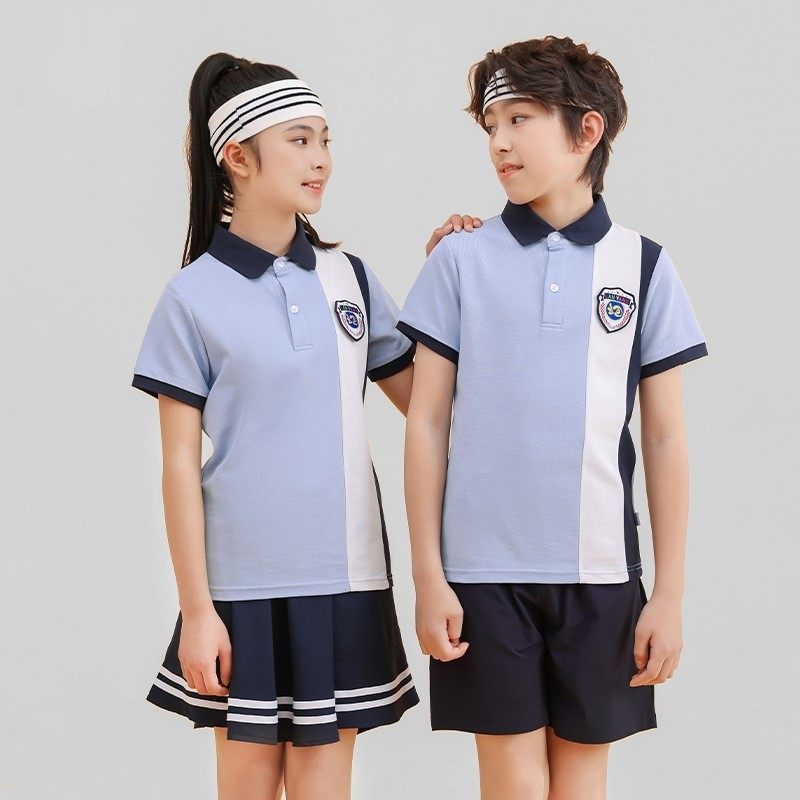 学院风班服活动教师朗诵连衣裙纯棉夏天运动风运动短裤薄款polo衫