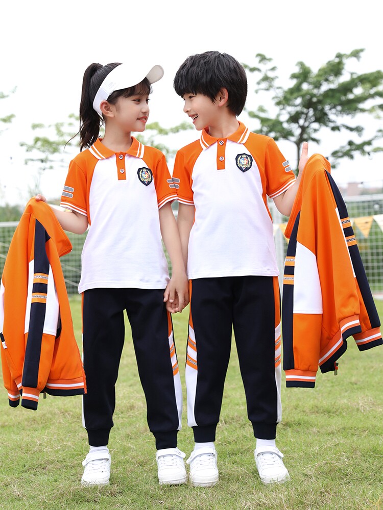 秋装短袖学院风班服运动棒球服套装春夏季团体蓝色春秋季四件套