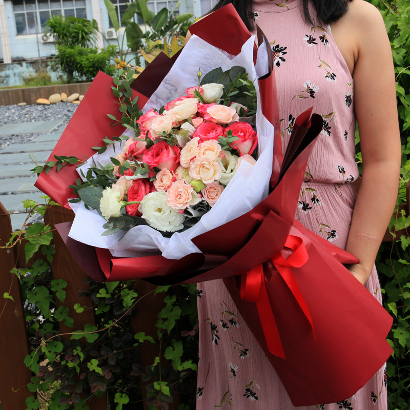 高端韩式玫瑰花混搭花束生日鲜花速递同城罗湖南山福田广州店送花