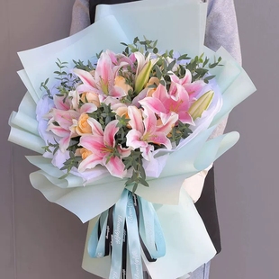 哈尔滨鲜花同城速递快递百合礼盒花束母亲生日长辈爱人教师节配送