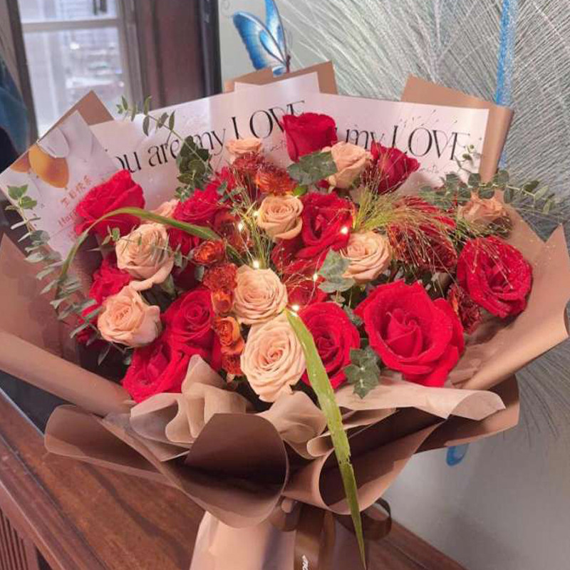 北京石家庄鲜花速递同城朋友情人节母亲节生日康乃馨玫瑰混搭花束