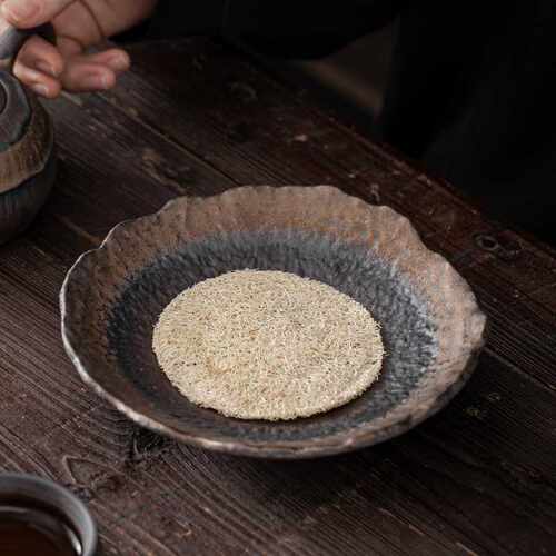 花口盘壶承 日式鎏金铁釉壶垫养壶茶托陶瓷干泡台功夫茶道茶点盘