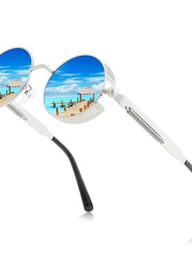 朋克圆形偏光太阳镜时尚个性彩膜修脸墨镜男女新款眼镜XY330