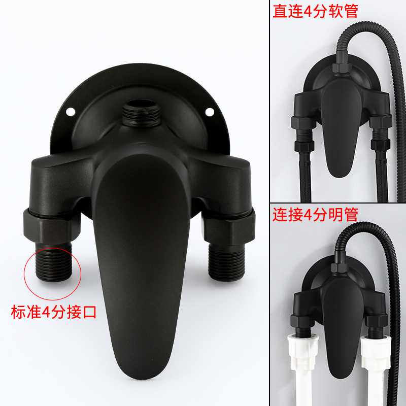 明管黑色欧式淋浴花洒 明装全铜龙头淋浴器增压卫浴花洒套装