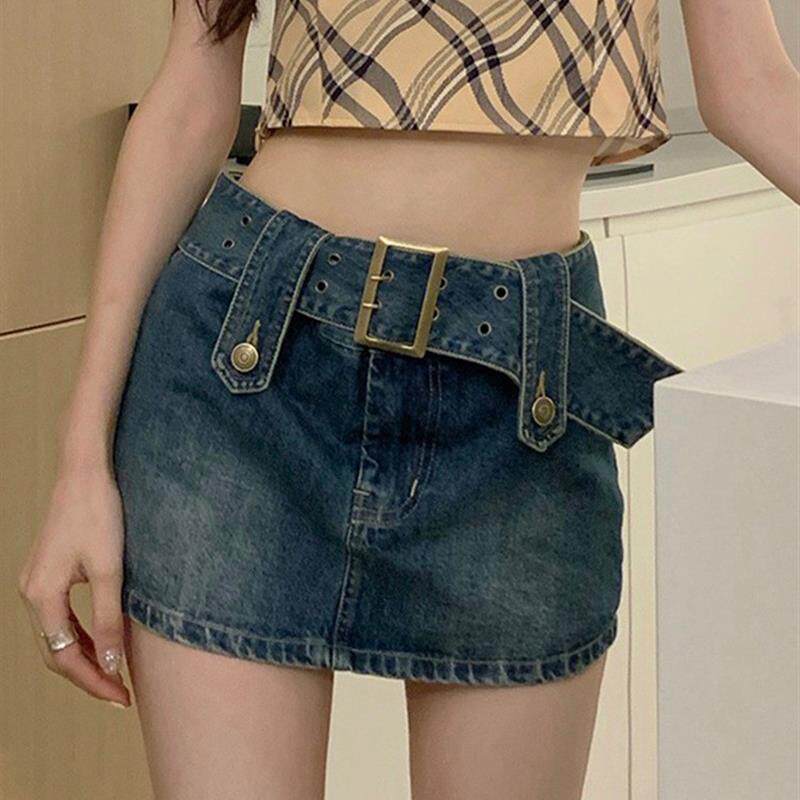 复古牛仔半身裙女港风辣妹裙裤高腰显瘦包臀短裙春秋2026新款裙子