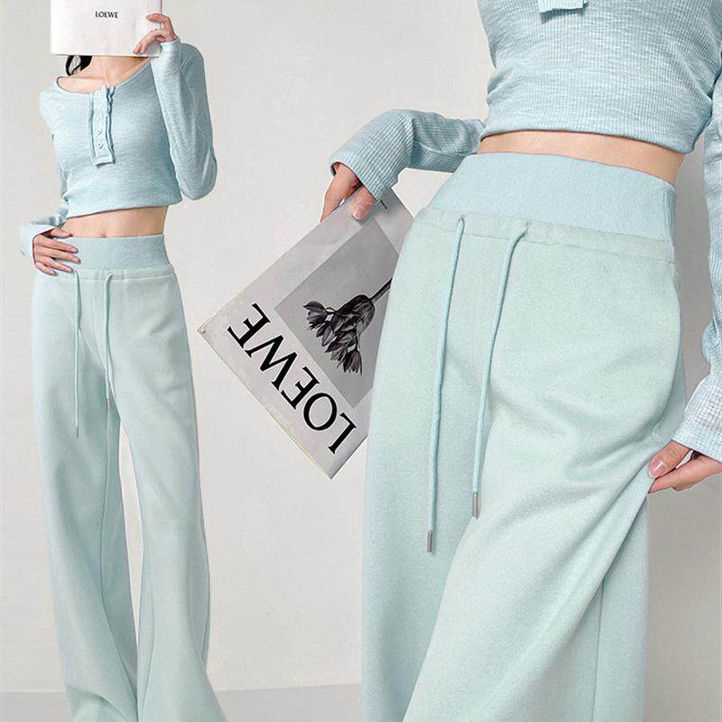 阔腿蚂蚁腰休闲裤女2026春季慵懒风高腰垂感宽松显瘦百搭拖地裤子
