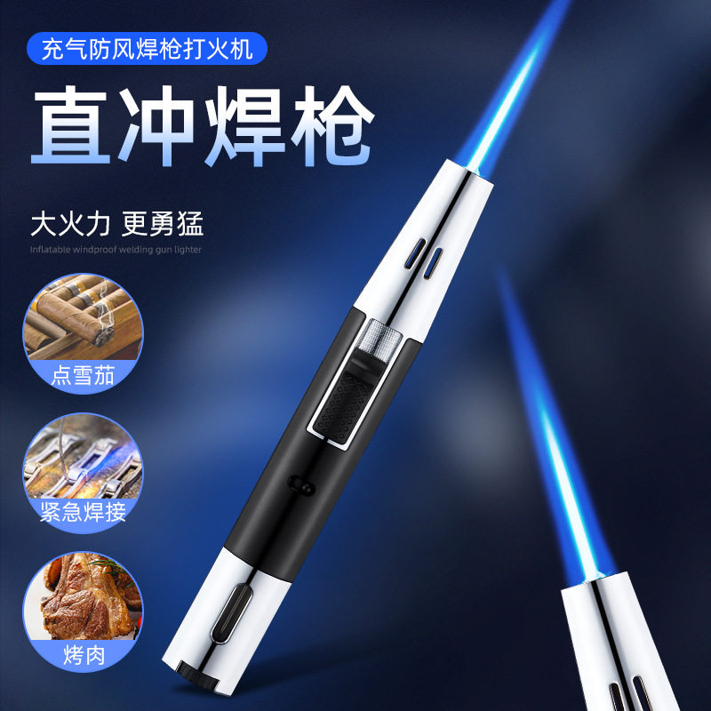 笔式喷枪防风打火机高温蓝焰雪茄艾灸直冲焊枪户外烧烤便携式喷火