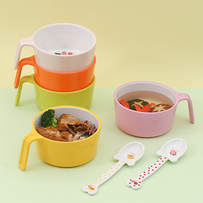 TP儿童手柄碗儿童吃饭碗辅食碗幼儿园创意家用吃饭专用碗可爱卡通