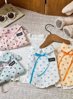 夏季狗狗衣服波点飞袖纯棉开衫
