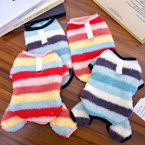 宠物背心冬款加厚保暖条纹四脚衣