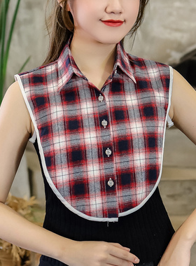 红格子女款百搭风毛衣卫衣假领