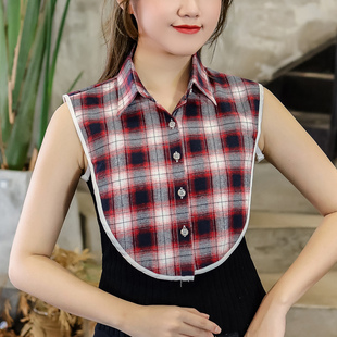 红格子打底假领女款装饰领秋冬百搭毛衣卫衣衬衫假领子女士假衣领